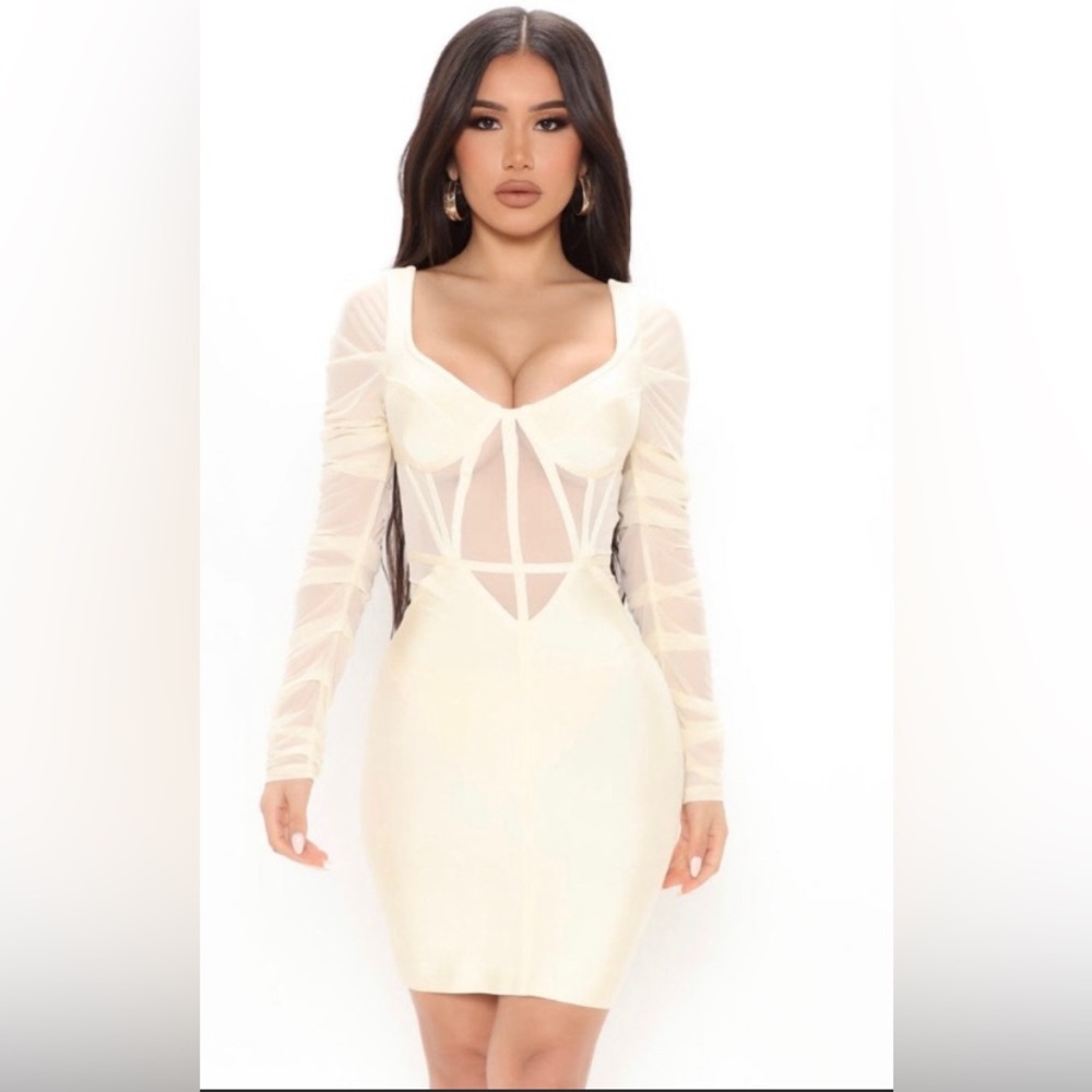 BRAND NEW - Cater 2 You Bandage Mini Dress - Ivory - Fashion Nova with tags